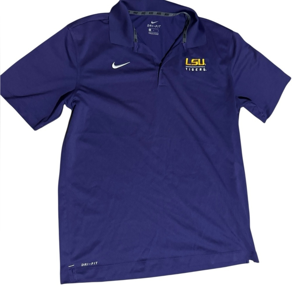 Nike Dri Fit Polo Shirt LSU Tigers Purple Yellow Embroidered, Men's Size Large
